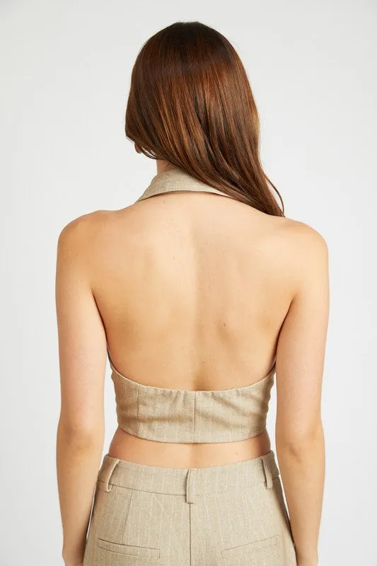 Emory Park HALTER NECK TOP WITH OPEN BACK