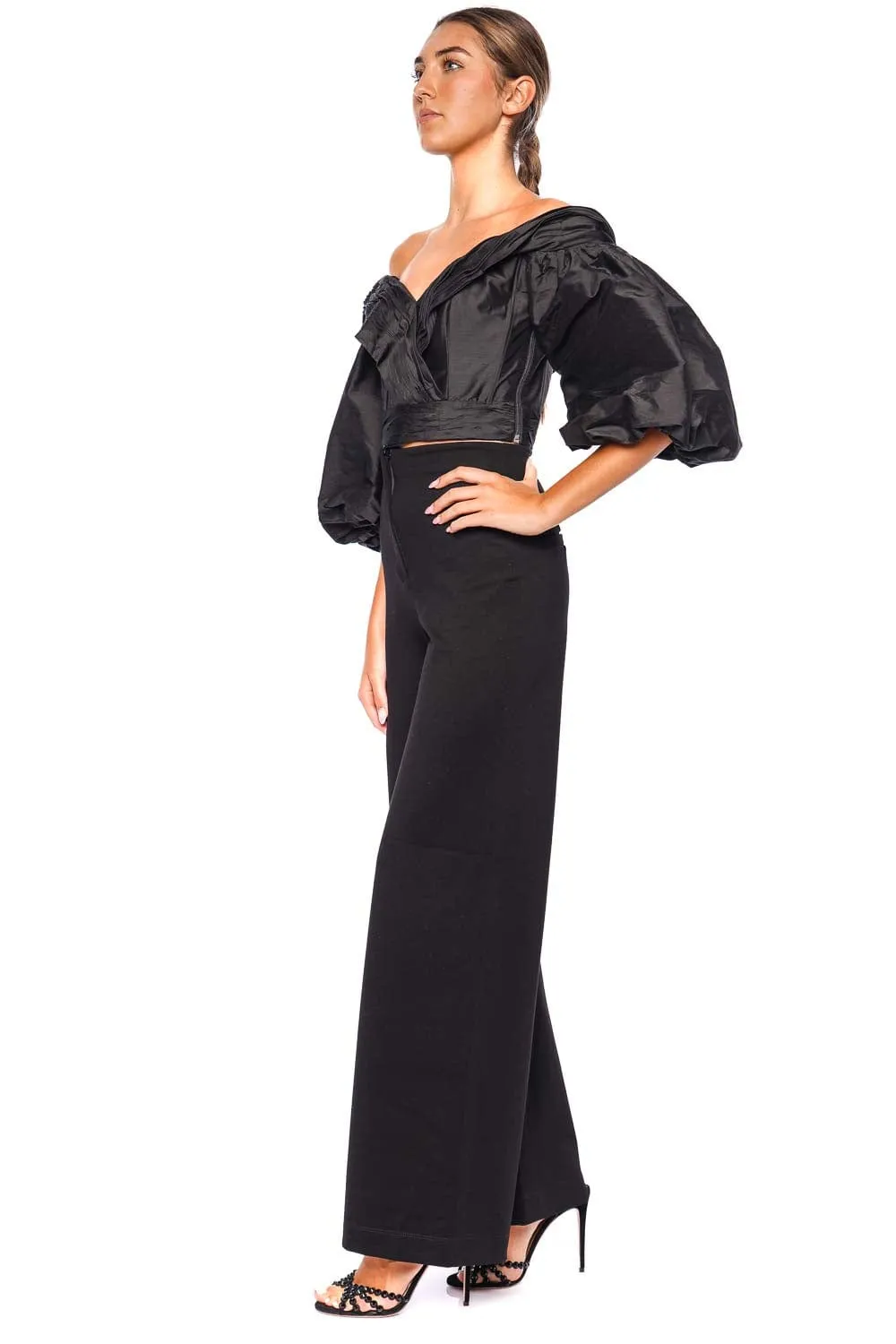 En Poesia Taffeta Off Shoulder Top