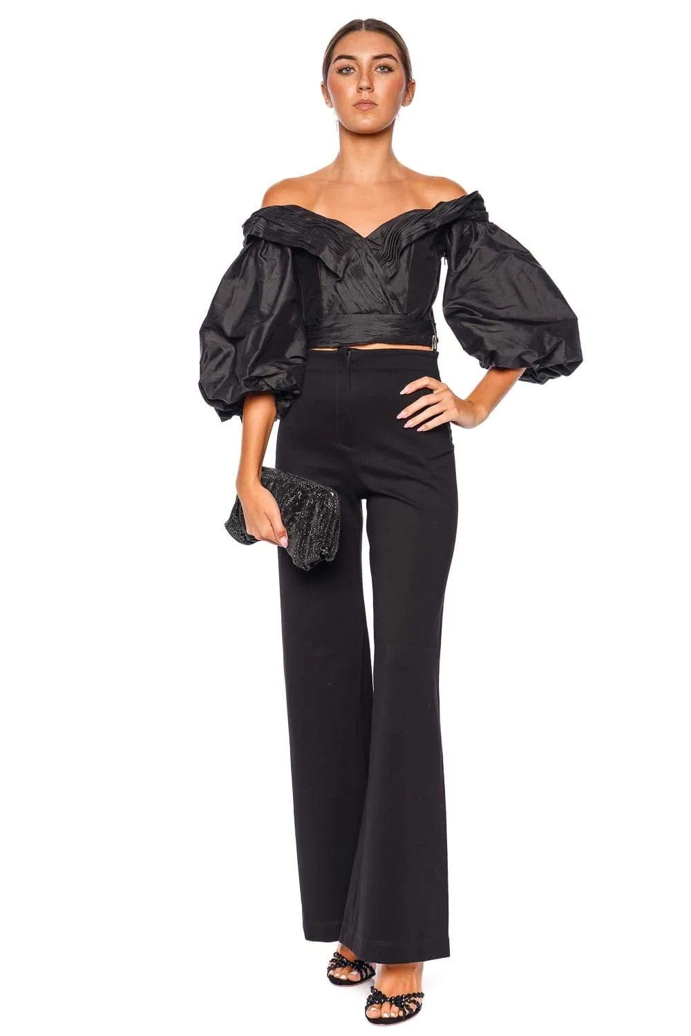 En Poesia Taffeta Off Shoulder Top