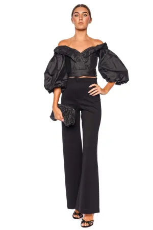 En Poesia Taffeta Off Shoulder Top