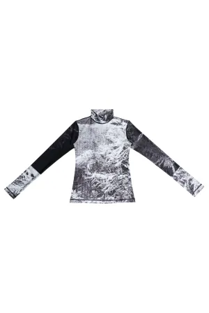 FERN SPANDEX MOCK NECK FITTED TOP