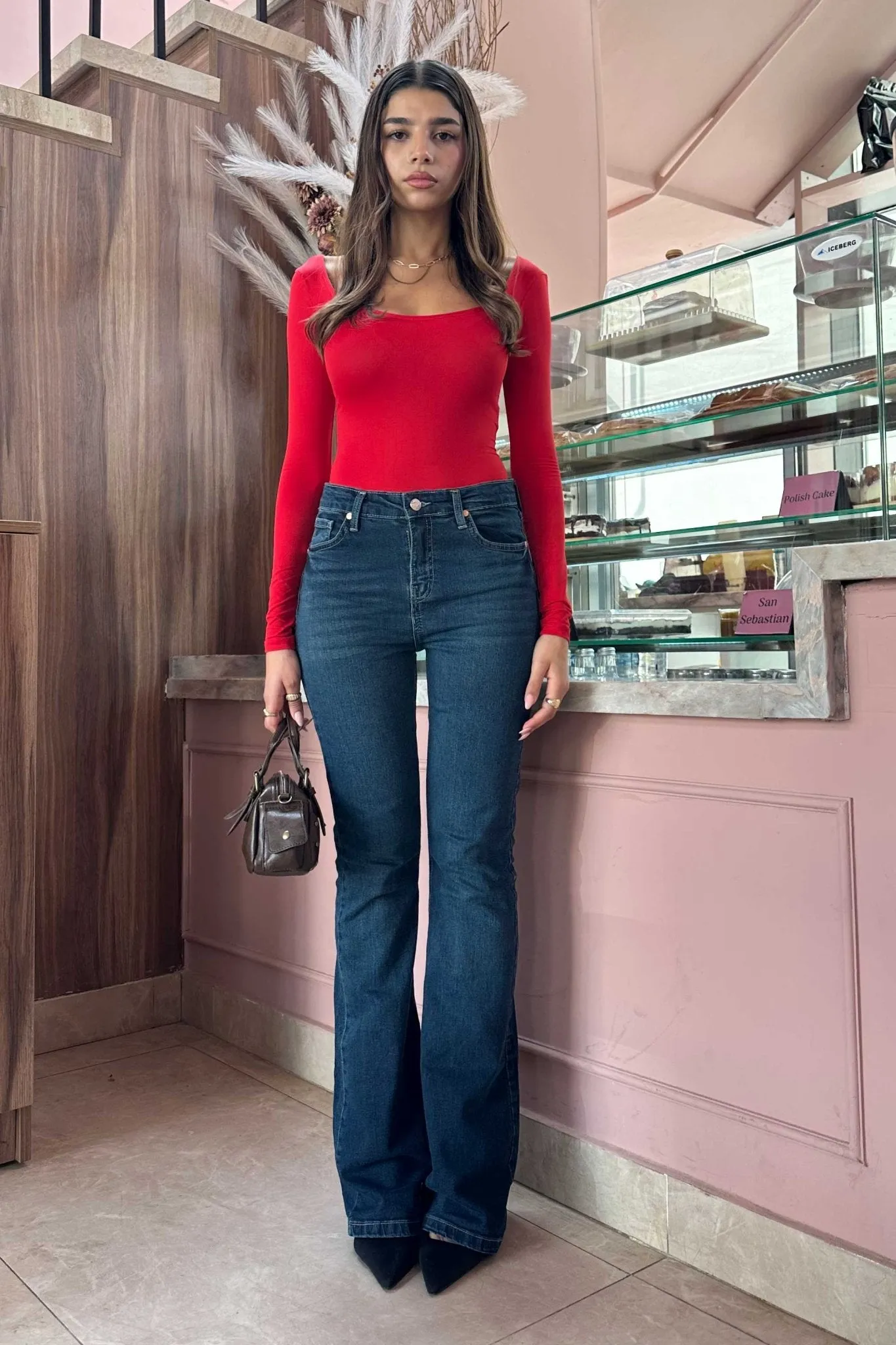 Flare - High-Waist Dark Blue Jeans