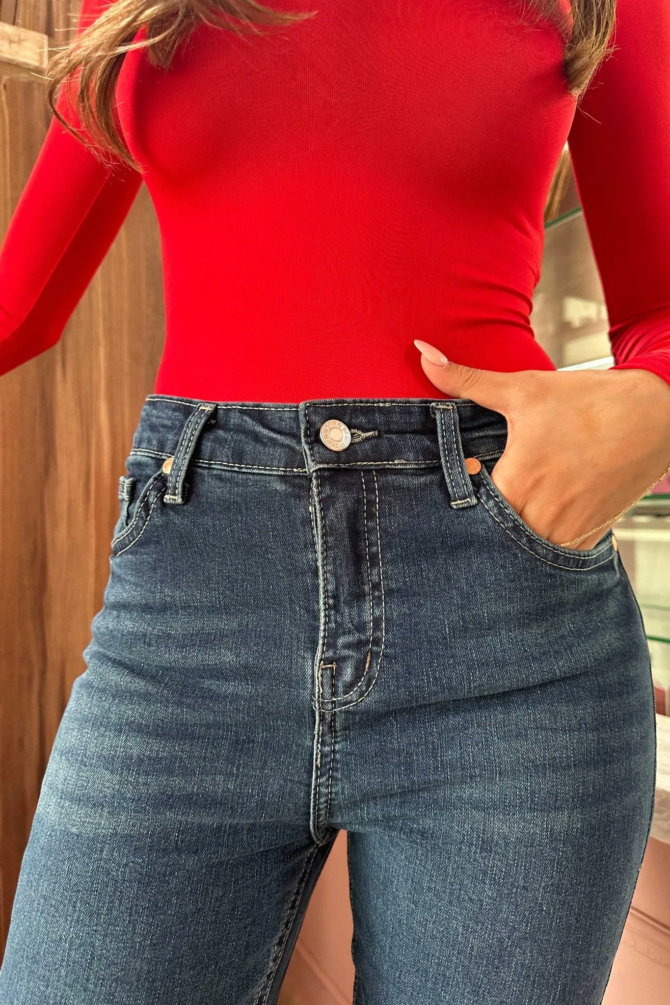 Flare - High-Waist Dark Blue Jeans