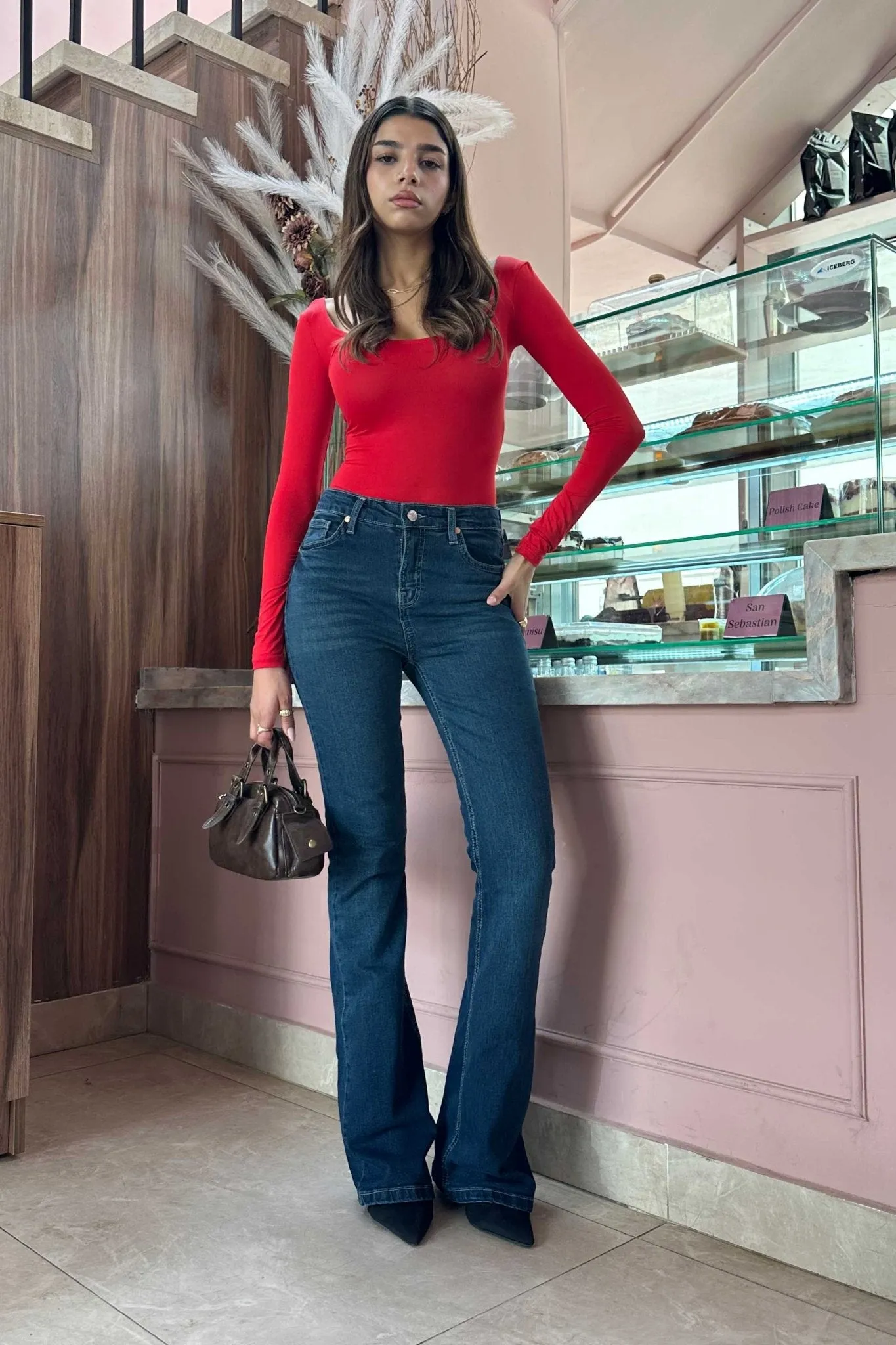 Flare - High-Waist Dark Blue Jeans