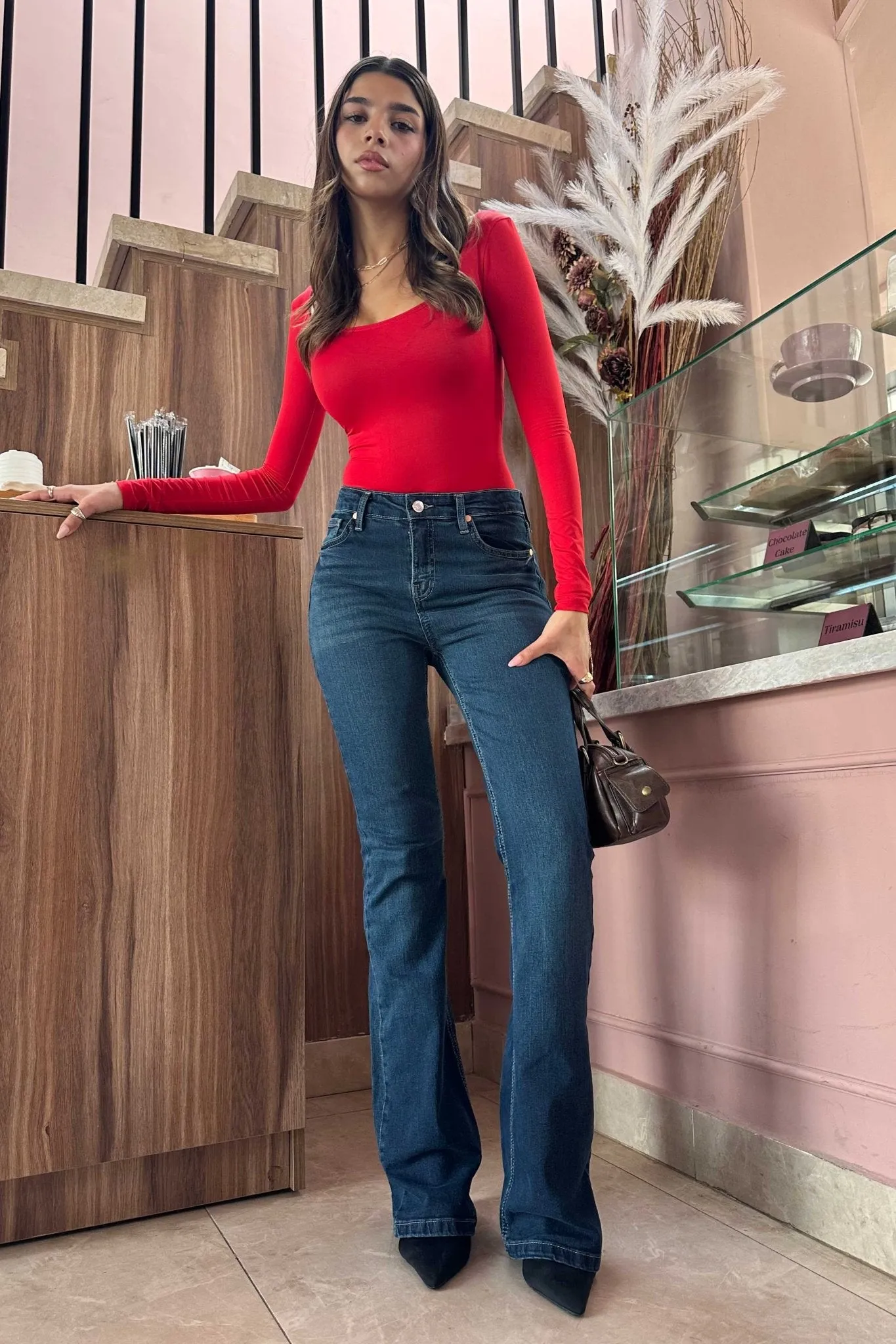 Flare - High-Waist Dark Blue Jeans