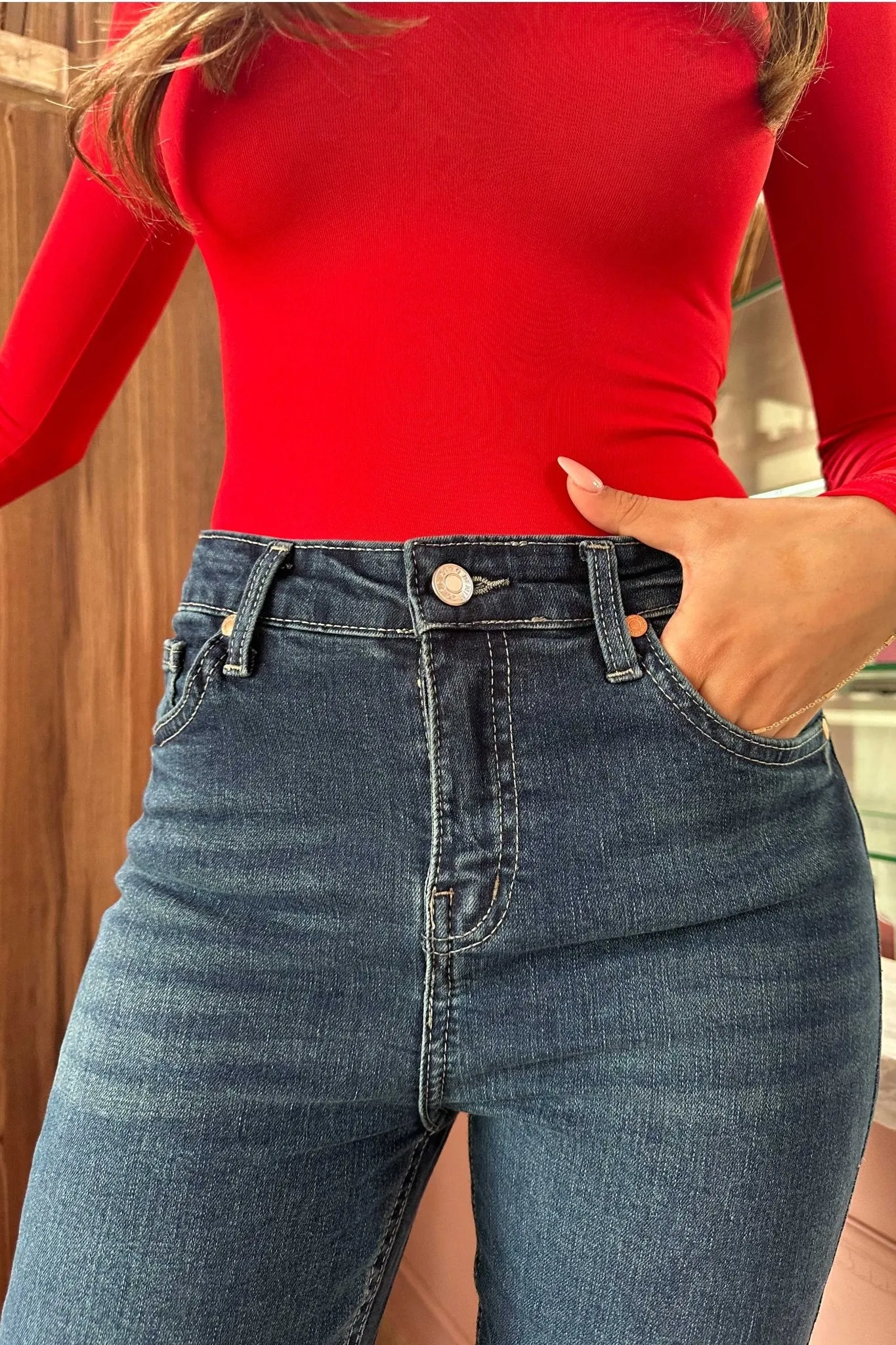 Flare - High-Waist Dark Blue Jeans