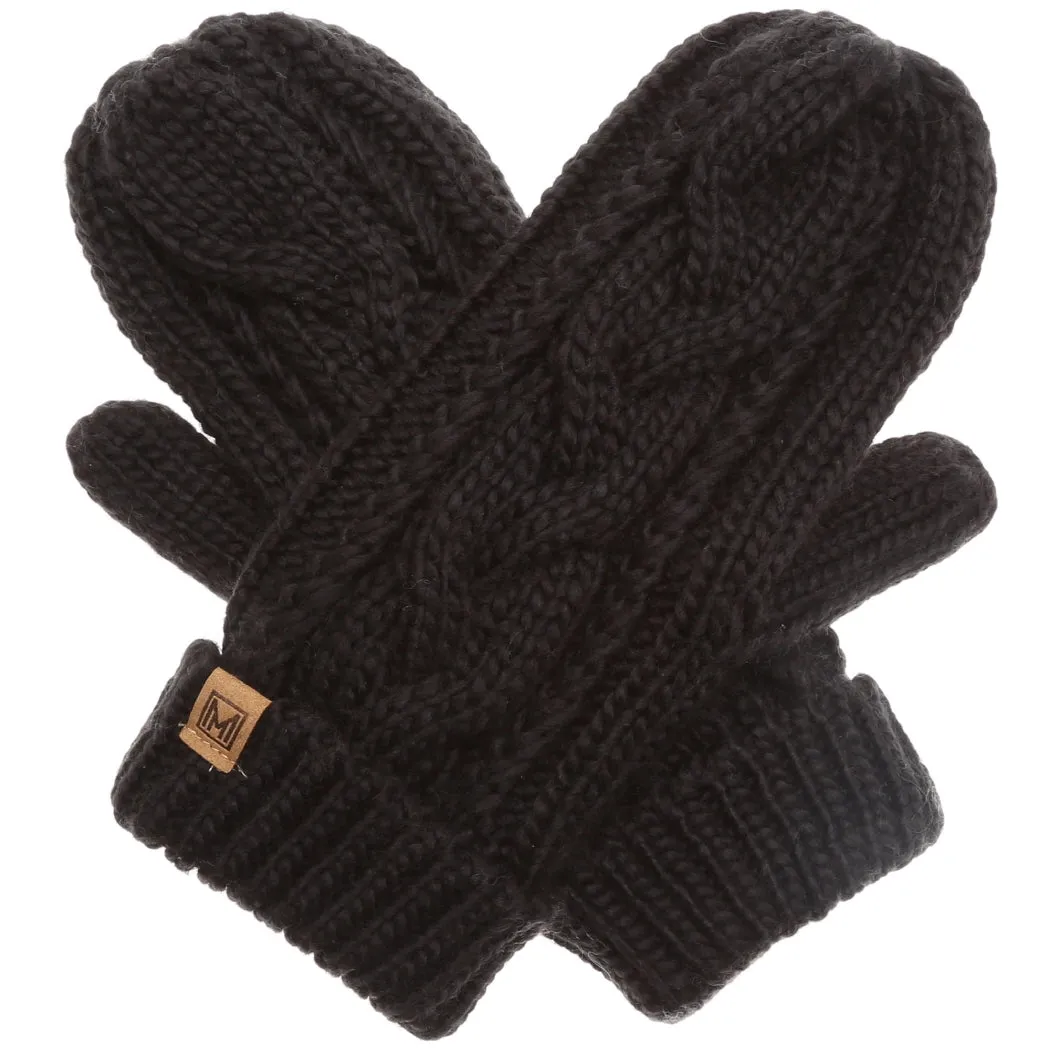 Fleece Lined Cable Knit Mittens