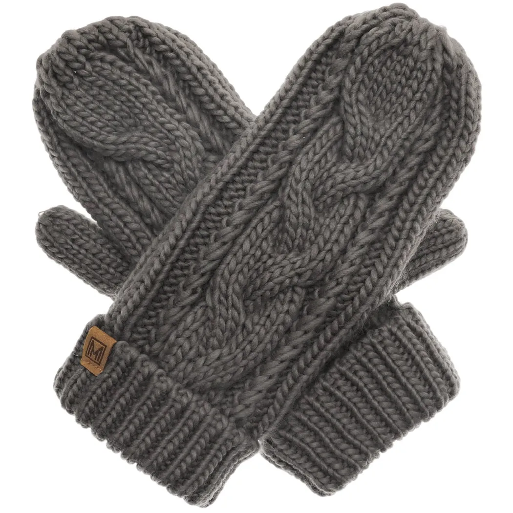 Fleece Lined Cable Knit Mittens