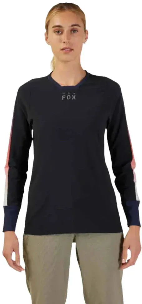 Fox WOMENS DEFEND THERMAL JERSEY LUNAR - Black