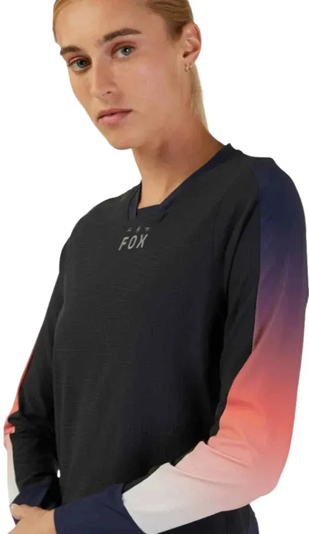 Fox WOMENS DEFEND THERMAL JERSEY LUNAR - Black