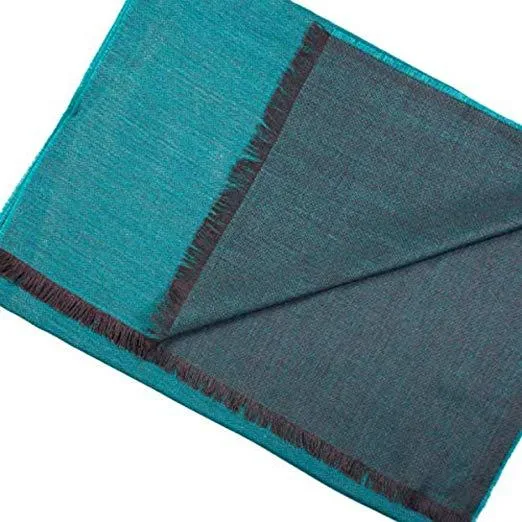 Frayed Edge Silk & Alpaca Blend Wrap Turquoise