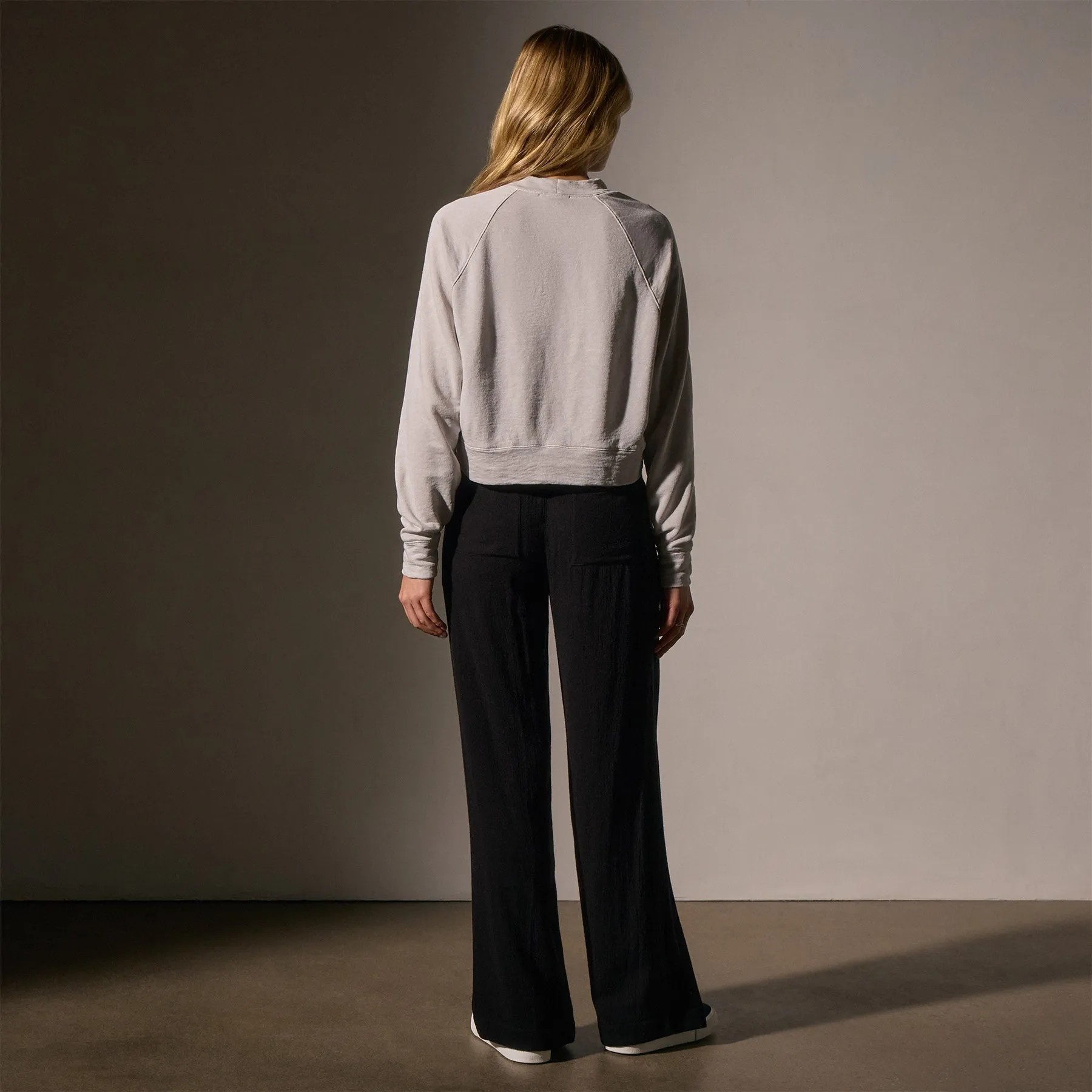 French Terry Cropped Mock Neck - Light Mist Pigment