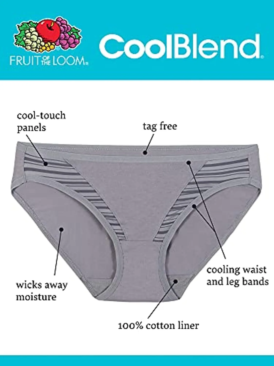 Fruit of the Loom Women's Coolblend Moisture Wicking Panties