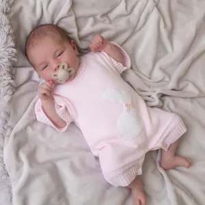 Girls Pink Bunny Knitted Romper
