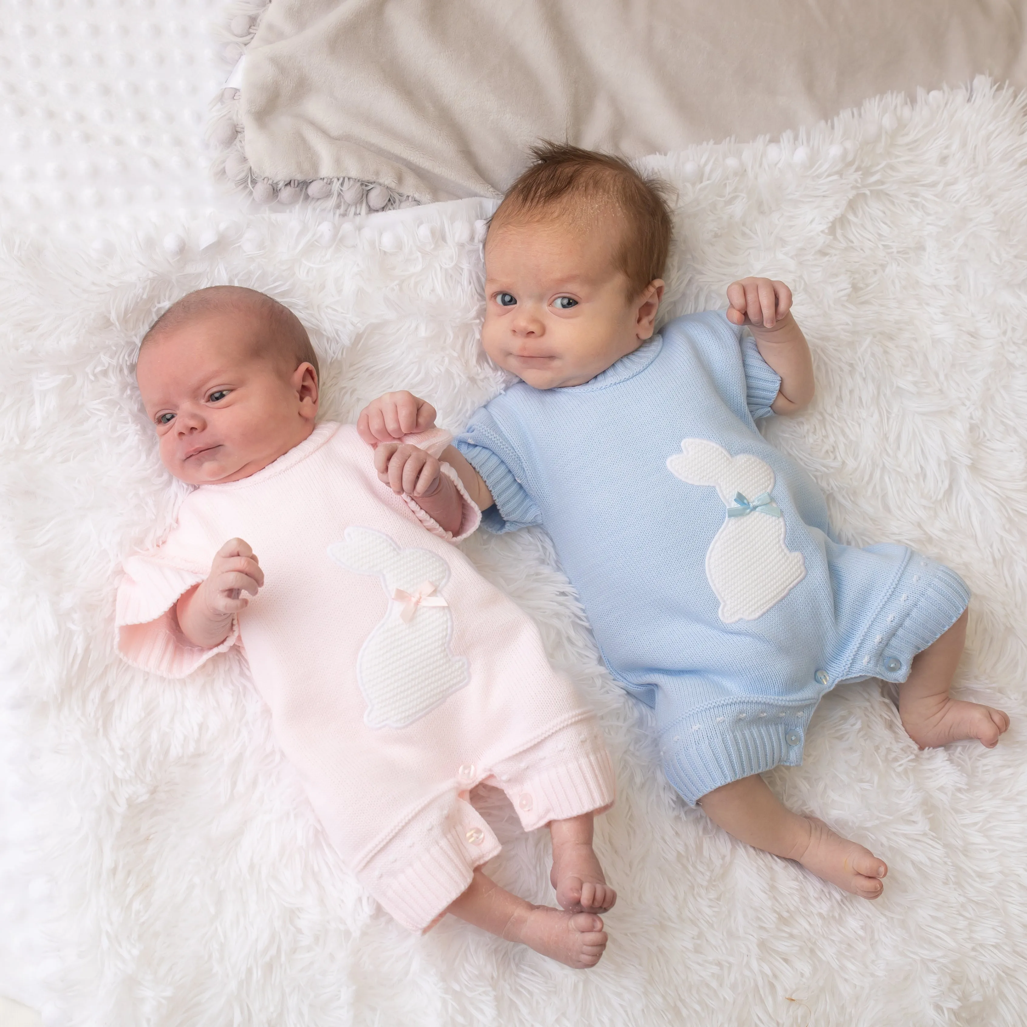 Girls Pink Bunny Knitted Romper