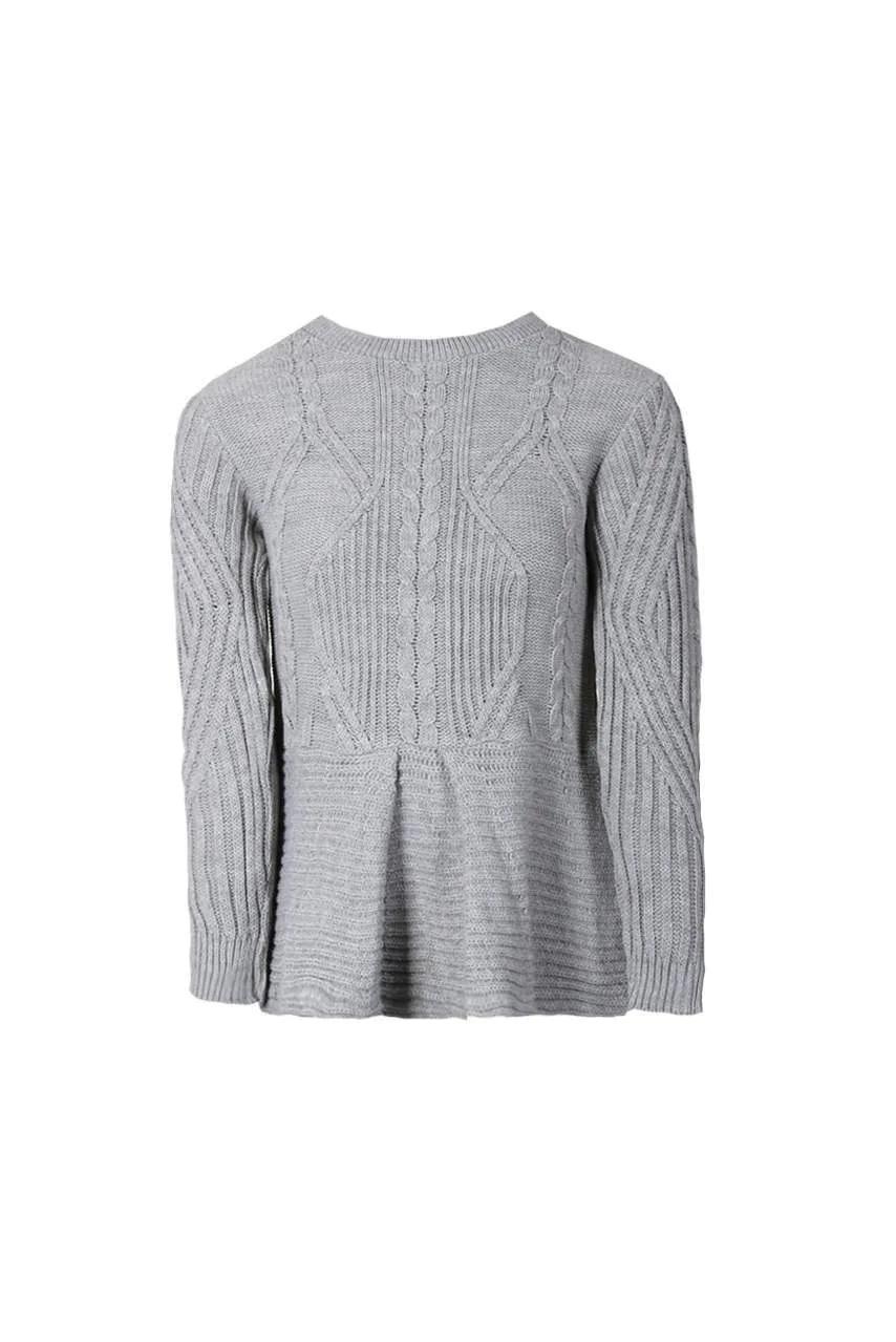 Grey Peplum Knitted Jumper