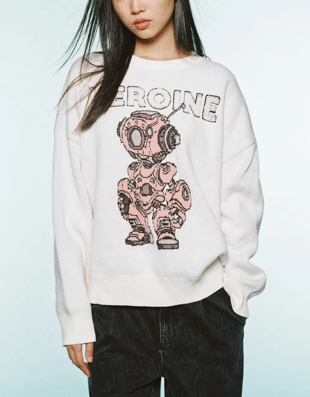 Heroine Embroidered Crew Neck Knitted T-Shirt