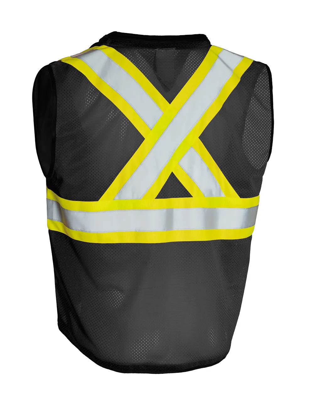 Hi Vis Traffic Safety Vest with Zipper Front, Tricot Polyester