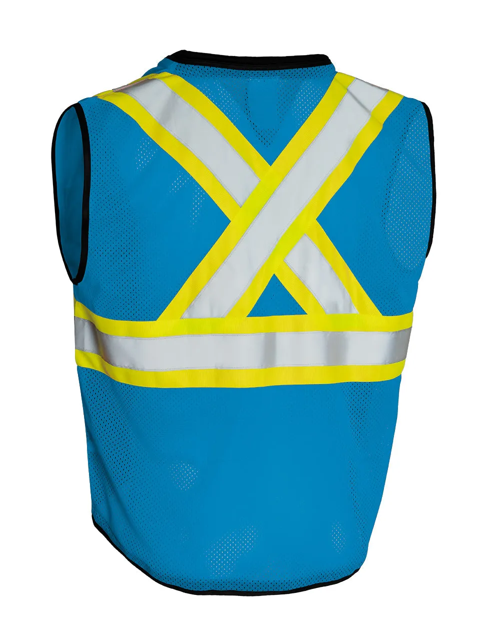 Hi Vis Traffic Safety Vest with Zipper Front, Tricot Polyester