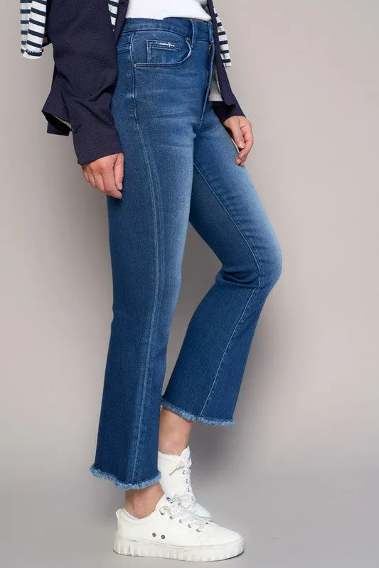 High Rise Cropped Boot Cut Denim Jean Pants