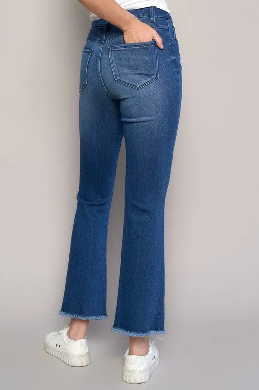 High Rise Cropped Boot Cut Denim Jean Pants