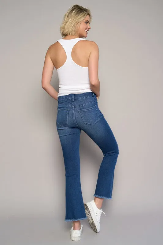 High Rise Cropped Boot Cut Denim Jean Pants