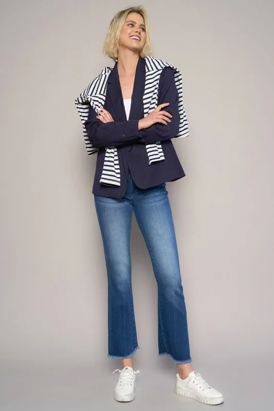 High Rise Cropped Boot Cut Denim Jean Pants