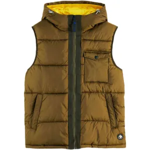 Hooded Puffer Vest - Olive Green