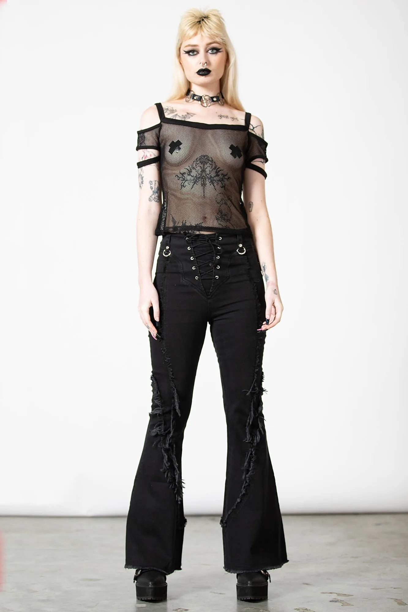 Huntly Fishnet Bardot Top