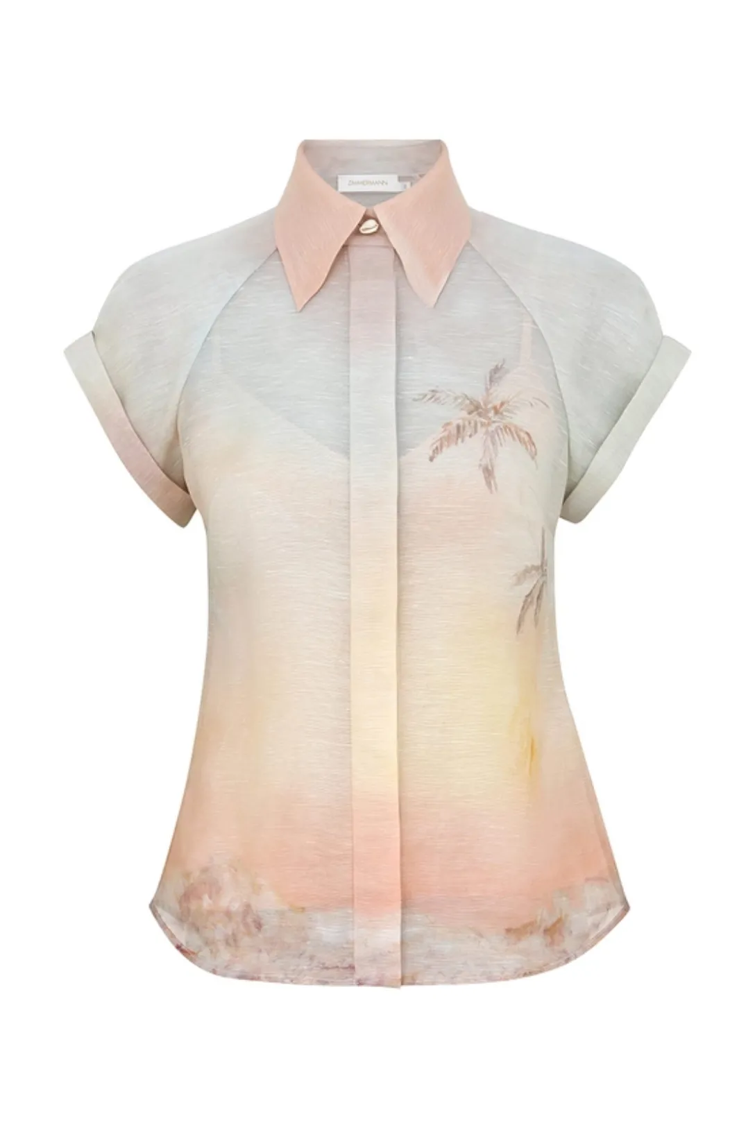 Illuminate Fitted Blouse | Guava Seascape