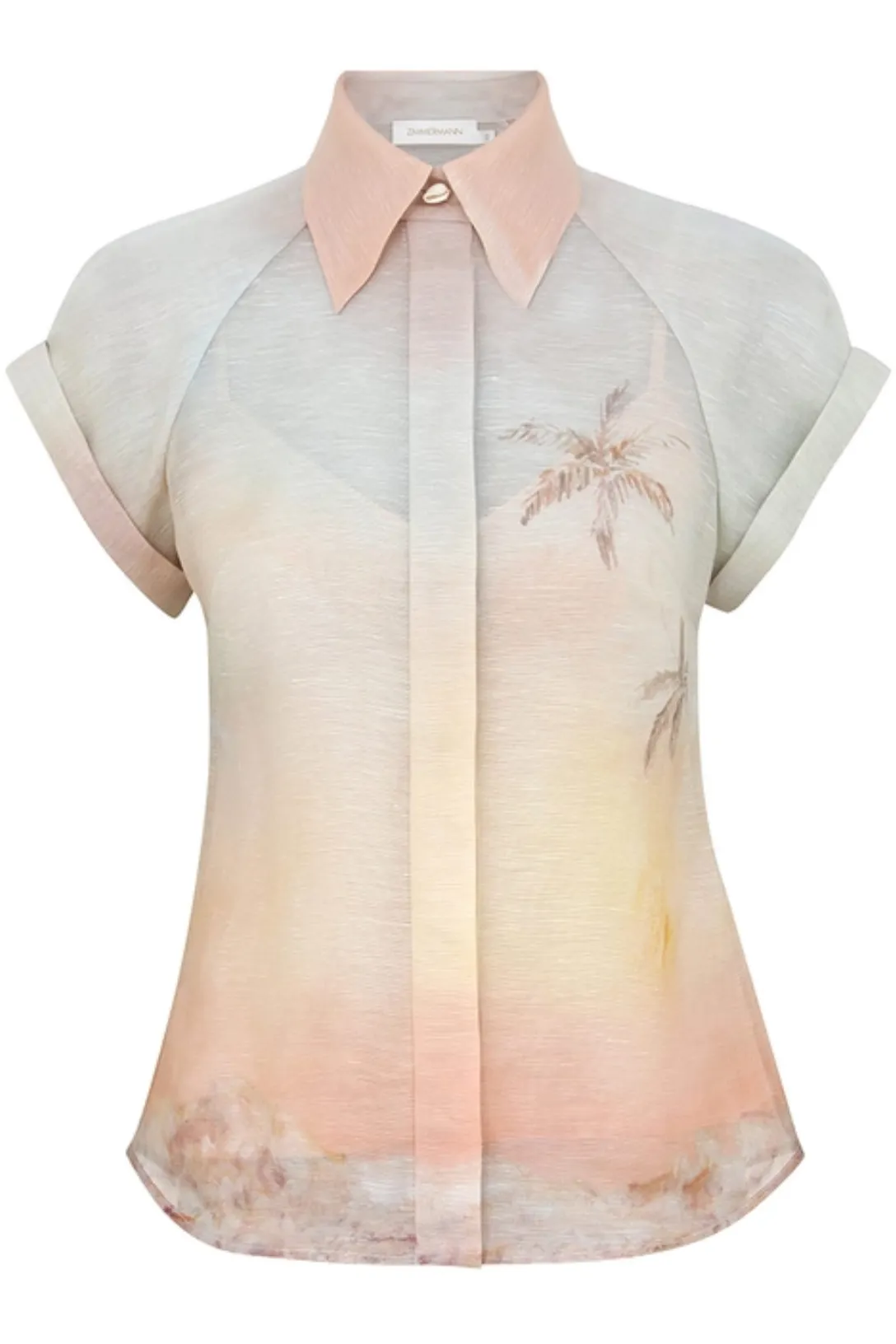 Illuminate Fitted Blouse | Guava Seascape