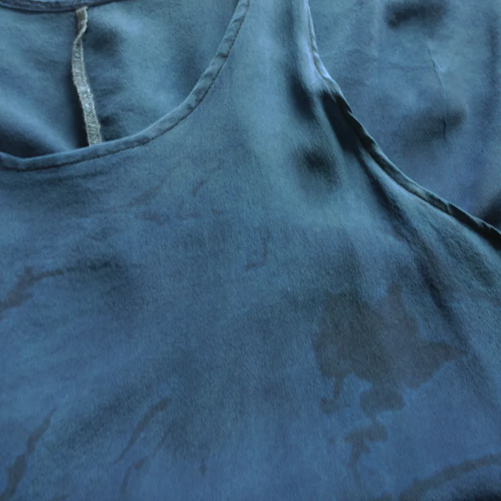 Indigo dyed silk Racerback Mini Dress