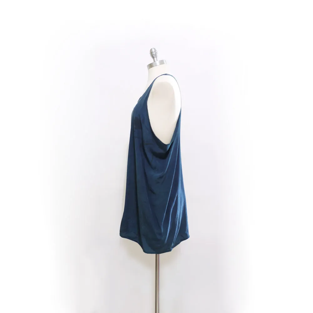 Indigo dyed silk Racerback Mini Dress
