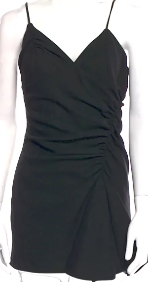 JACQUEMUS PARIS. Black Viscose Blend Pleated Accent Mini Dress