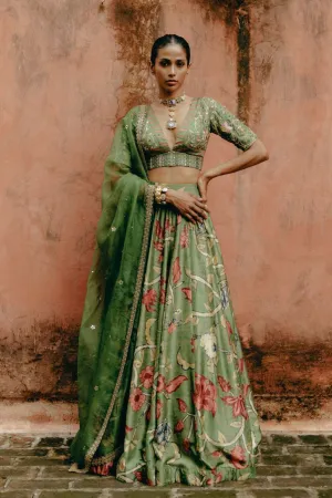 Jade green lehenga