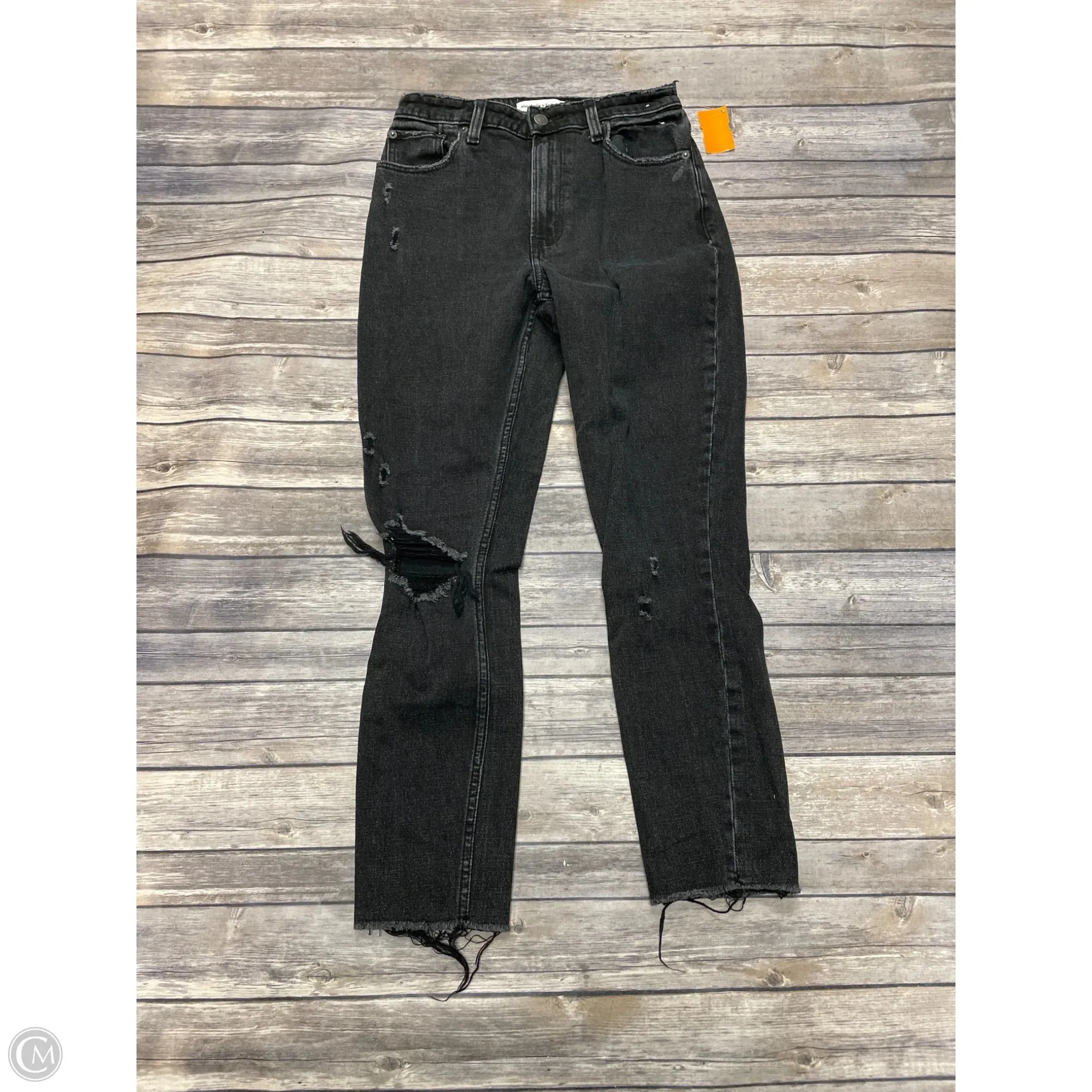 Jeans Skinny By Abercrombie And Fitch In Black Denim, Size: 0
