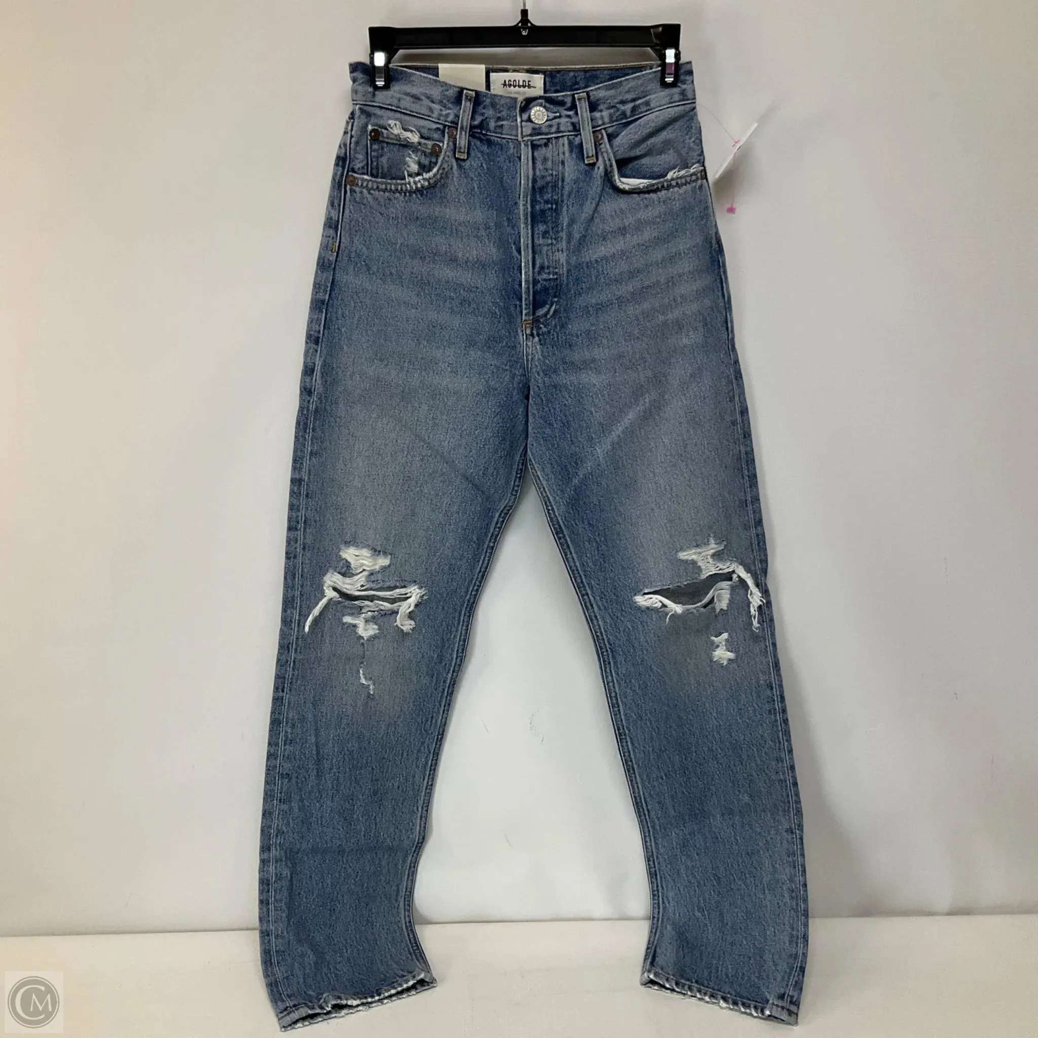 Jeans Straight By Agolde In Blue Denim, Size: 0
