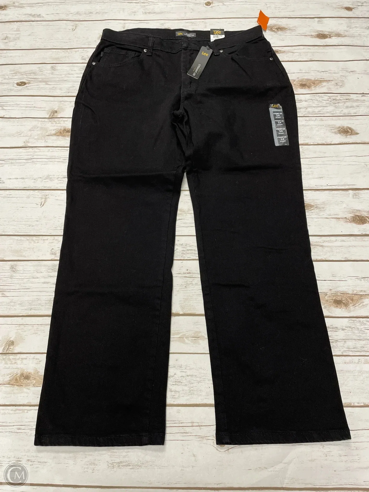 Jeans Straight By Lee In Black Denim, Size: 14