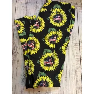 Jeeper American Sunflower Capri Leggings Off Road 4x4 Jeeper High Waist Jeepers  with Pockets -  Ready to Ship