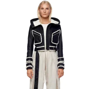 Jonny Cota Studio Cropped Leather Jacket with Hood, Women's