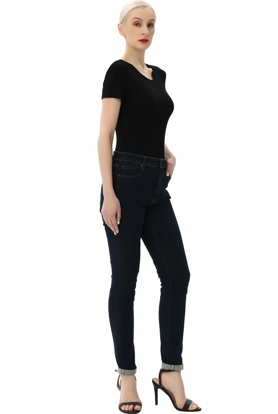 Kimi   Kai Women's Round Neck Basic Bodysuit