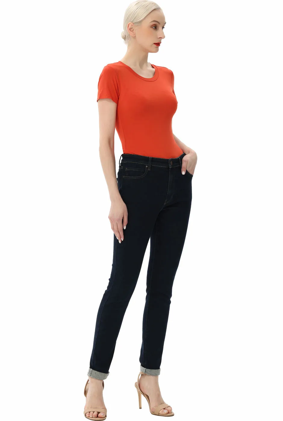 Kimi   Kai Women's Round Neck Basic Bodysuit