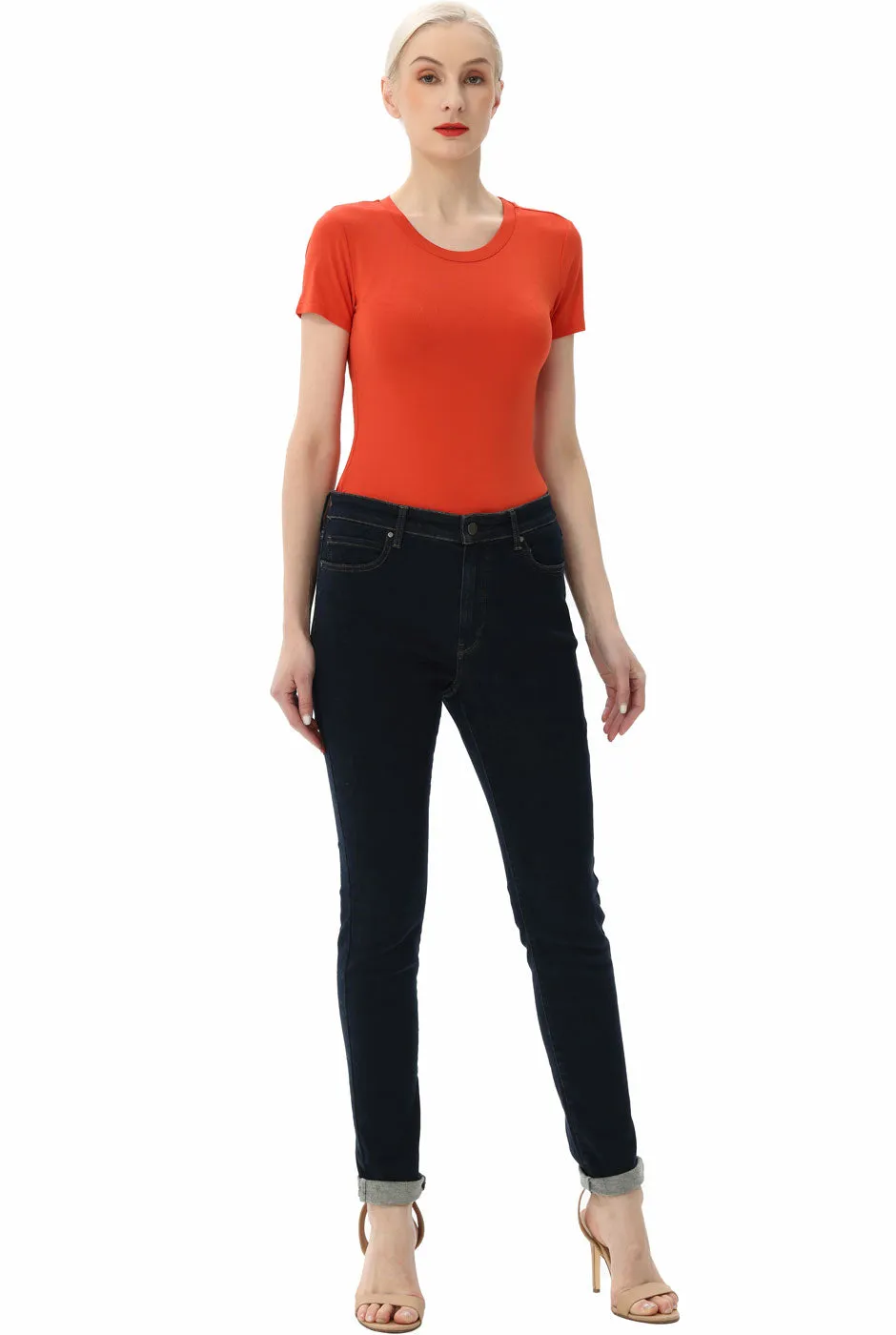 Kimi   Kai Women's Round Neck Basic Bodysuit