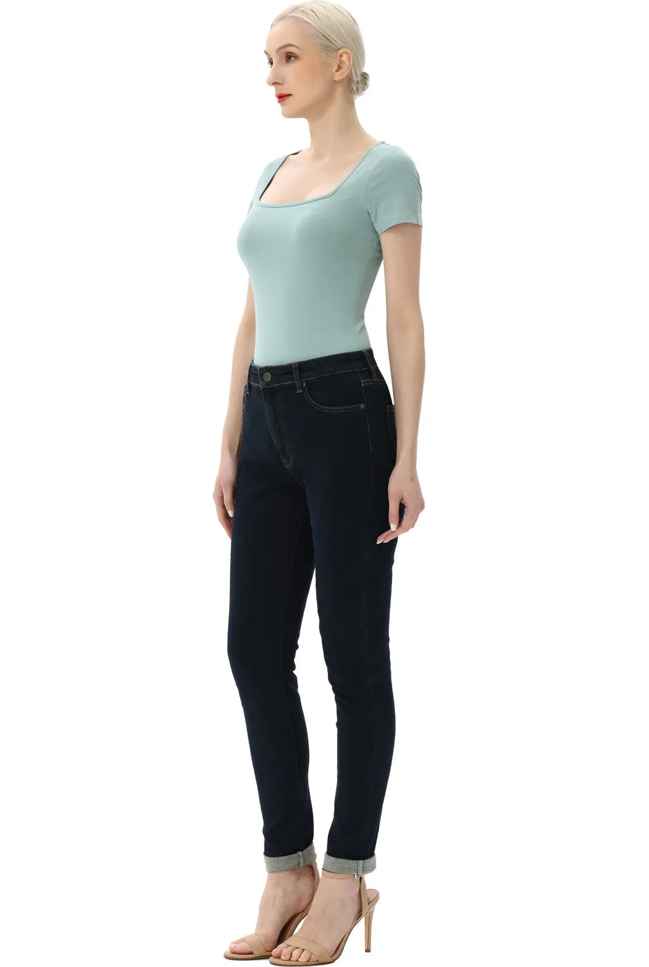 Kimi   Kai Women's Square Neck Basic Bodysuit