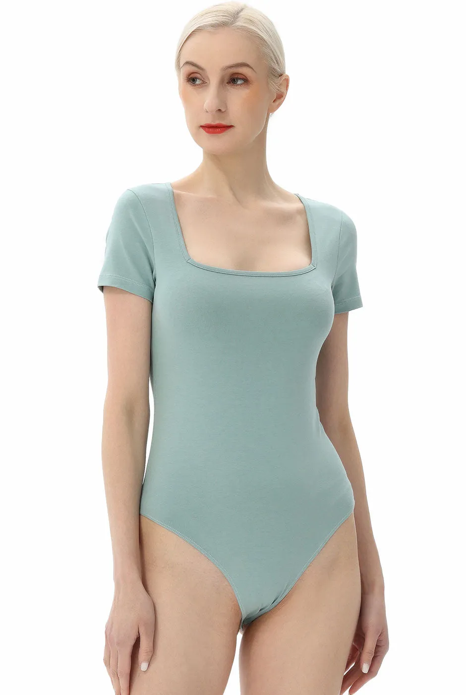 Kimi   Kai Women's Square Neck Basic Bodysuit