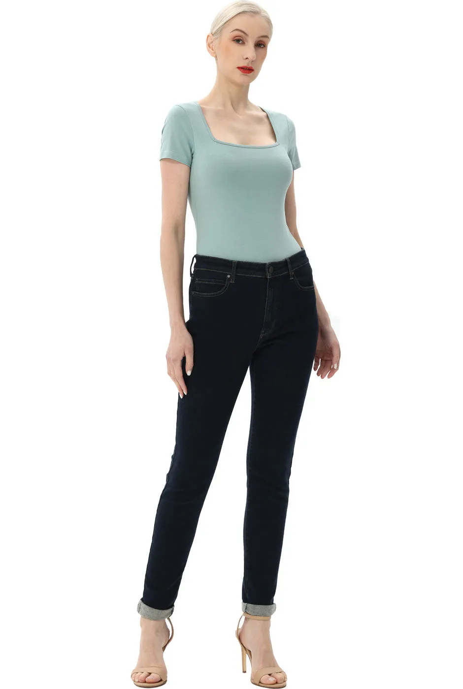 Kimi   Kai Women's Square Neck Basic Bodysuit