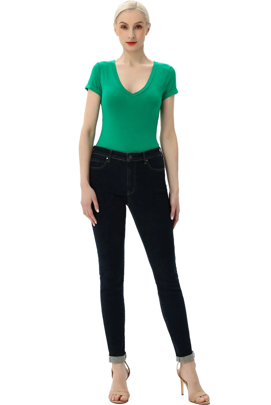 Kimi   Kai Women's V-Neck Basic Bodysuit