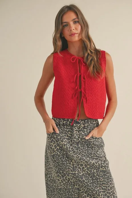 KNITTED TIED FRONT CARDIGAN