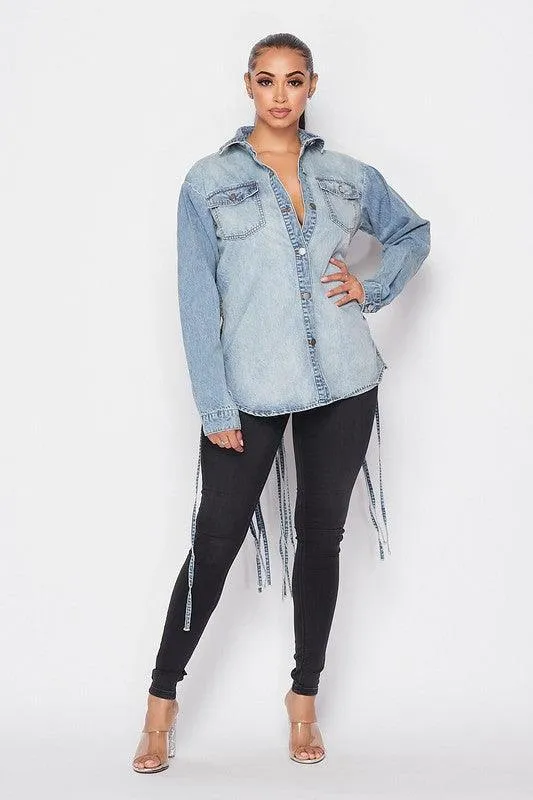 KNOT BACK NEW VERSION SHIRT FRONT DENIM TOP