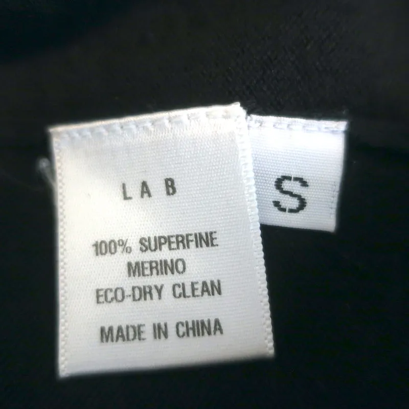 LAB Turtleneck Sweater Black Superfine Merino Wool Size Small